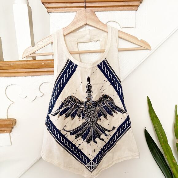 Free People Ivory Cotton Tank Top Lightweight Boho Style Asymmetric Hem Size S - Picture 2 of 8